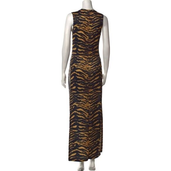 Adam Selman Animal Print Long  Tiger Print Sleeveless Slit Maxi Dress Medium - Picture 3 of 11